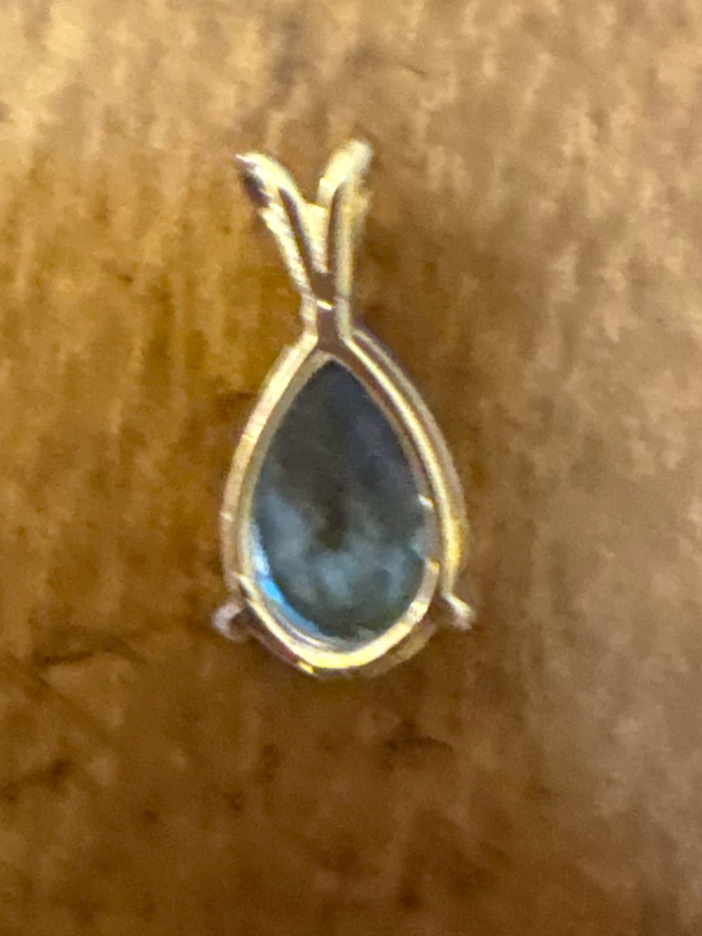 Gold Tone Blue Sapphire Teardrop Pendant Pear Cut Statement Necklace Charm - Picture 6 of 14